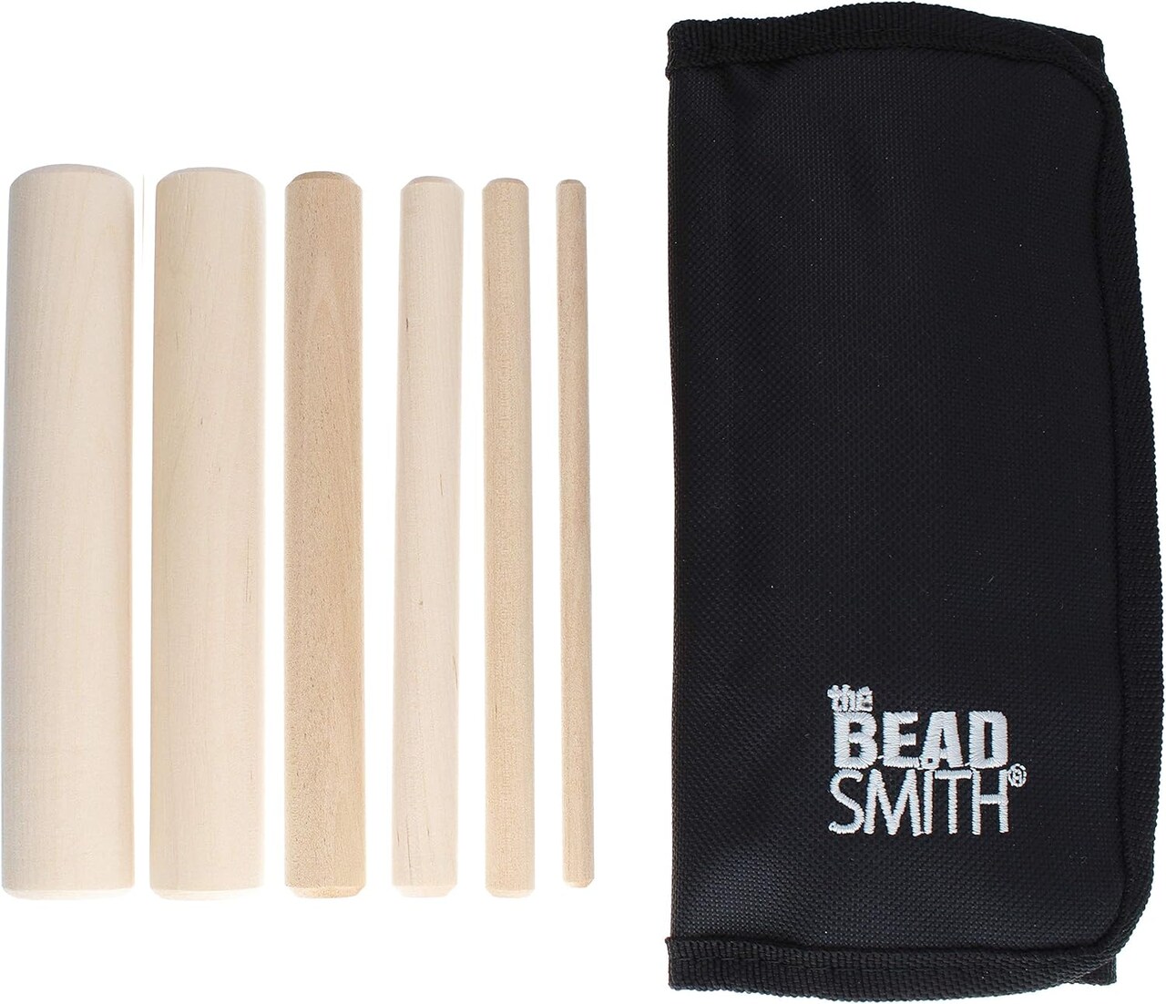 The Beadsmith Wooden Mandrel Set, 6 Piece Dowel Kit, with Labeled Storage Case, Sizes .25"-1" (6.4-25.4mm), Rods for Wire Forming